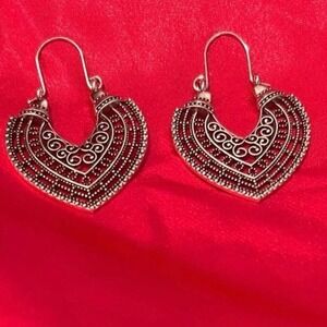 New Silvertone Filigree Boho 1.75 inch Dangling Pierced Earrings